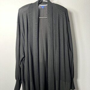 Liz & Me Open Front Black Sweater Long-Sleeve Hi Lo Cardigan SZ 5X